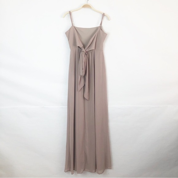 Show Me Your Mumu Lauren Tie Maxi Dress‎ Soft Beige Chiffon Size Medium - Picture 4 of 11